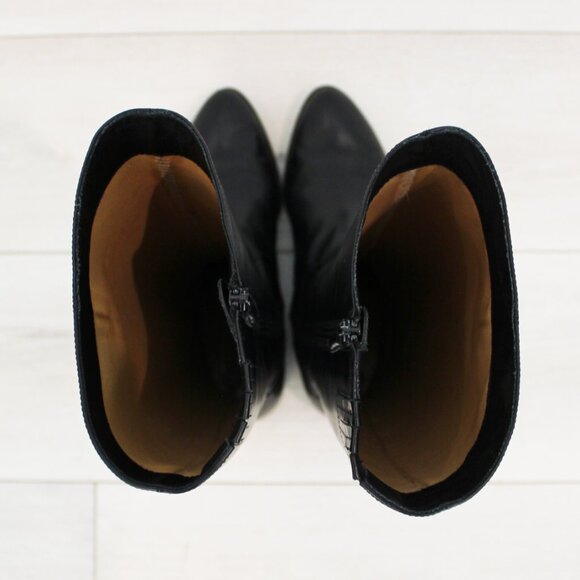 Via Spiga Classic Black Leather Tall Flat Riding Boots with Side Zipper, Size 7 - Picture 11 of 14